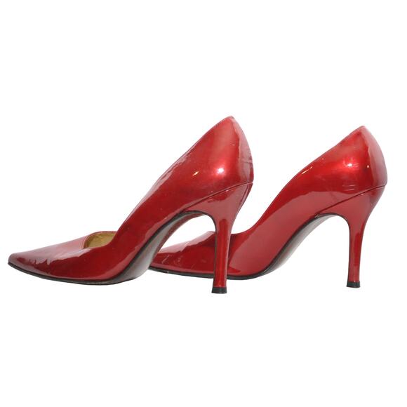 Stuart Weitzman Patent Leather Pointy Toe Pump Heel Cherry Red 7 M Pre-Owned - Picture 7 of 14